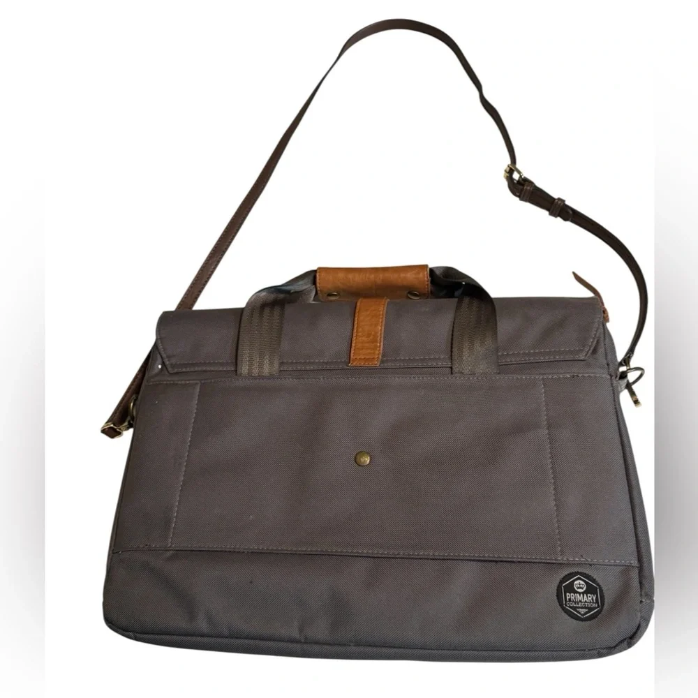 Gray and Brown Men's Laptop Briefcase Attache Crossbody Bag Primary Collection